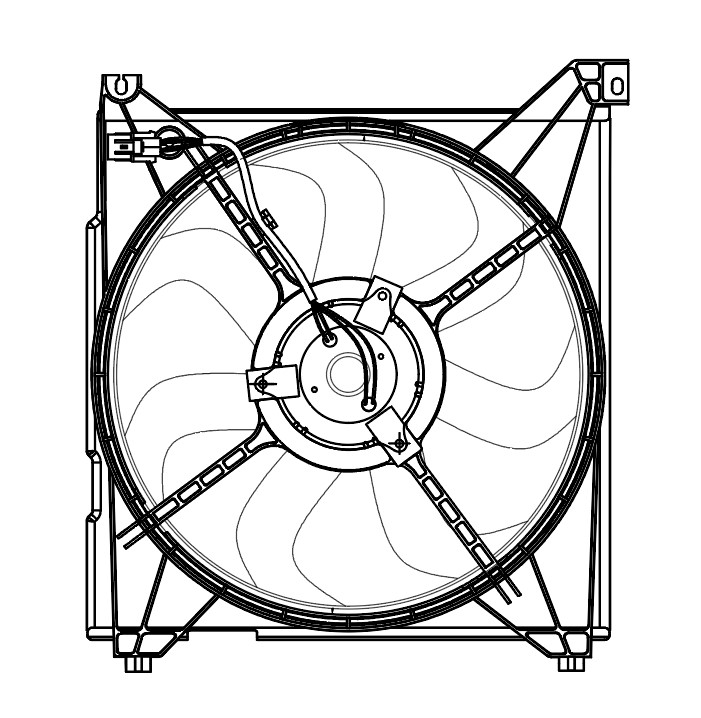 Электровентилятор охлаждения для автомобилей Hyundai Sonata (EF) (98-) 2.0i/2.7i (с кожухом) (4-х конт.)