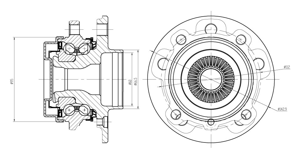 Ступица задняя в сборе с подшипником для автомобиля BMW X1 (F48) (15-)