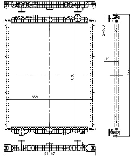 Радиатор охлаждения для а/м КАМАЗ 54901 (с дв. 910) сердц. 1030мм