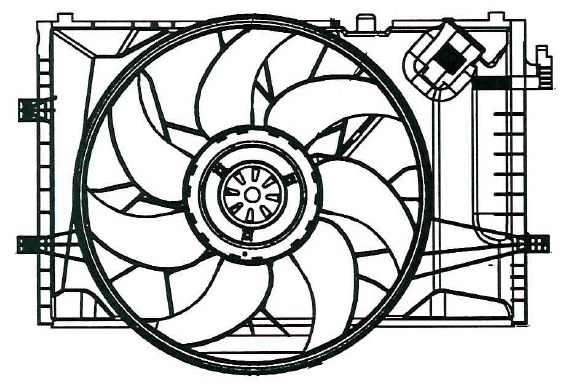 Электровентилятор охлаждения для автомобилей Mercedes-Benz C (W203) (00-) (с кожухом)