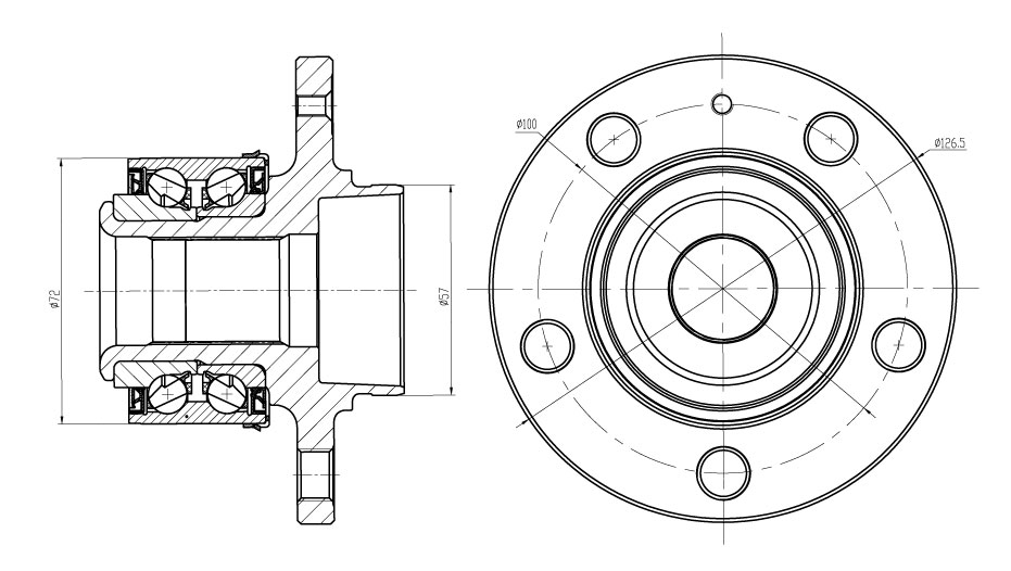 Ступица передняя в сборе с подшипником для автомобиля VW Polo Sedan (RUS) (10-)/(20-)/Skoda Rapid (12-)/Skoda Fabia (99-)