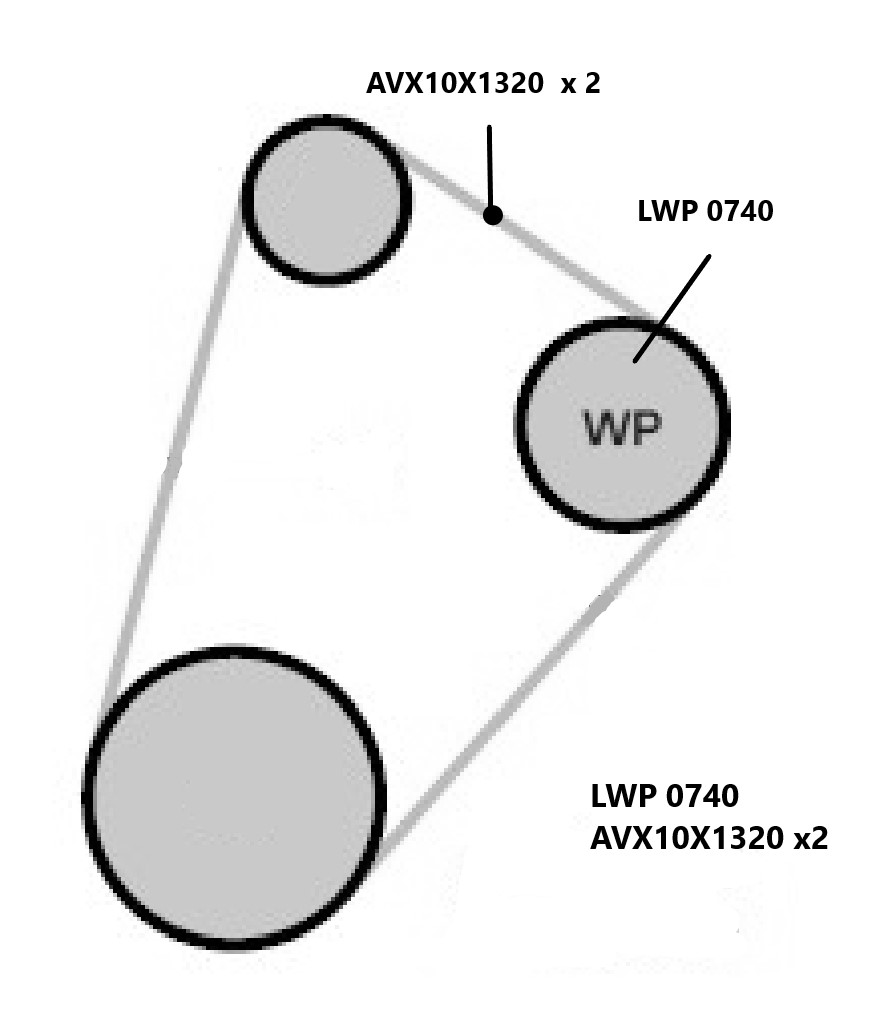 Насос водяной для а/м КАМАЗ 740.10 (комплект с 2 ремнями AVX10X1320