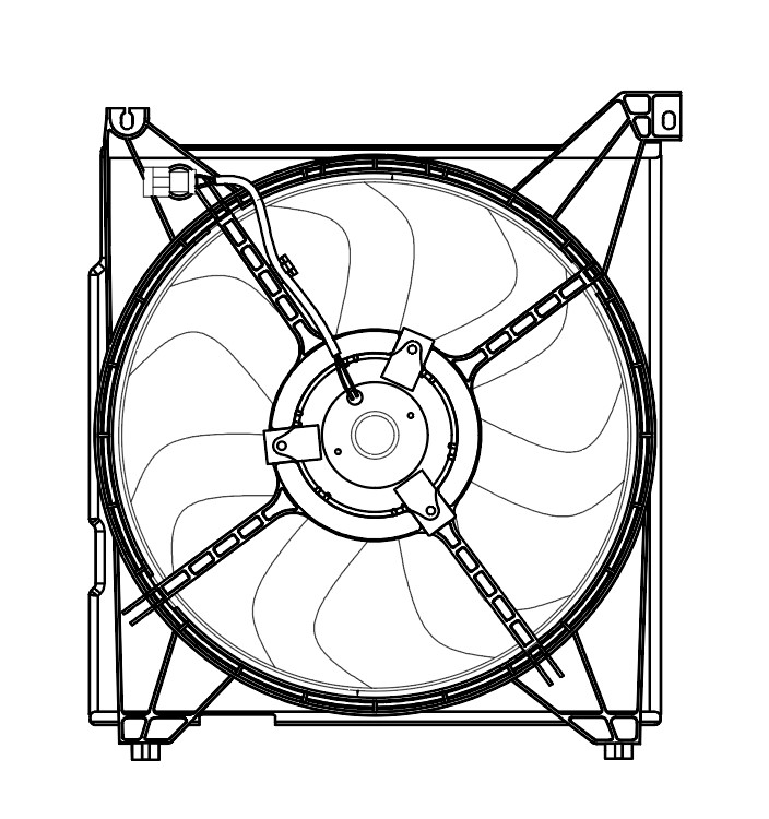 Электровентилятор охлаждения для автомобилей Hyundai Santa Fe (00-) (с кожухом)