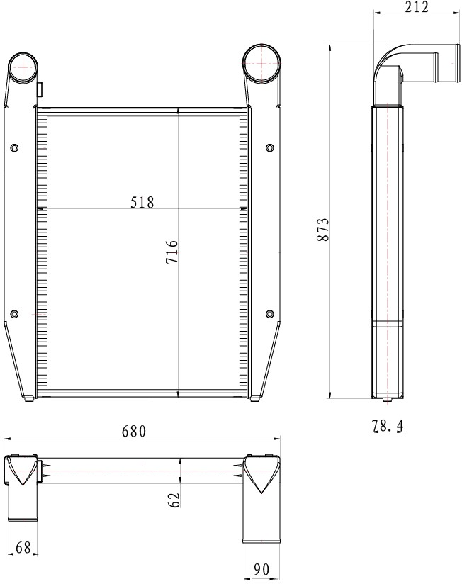 ОНВ (радиатор интеркулера) для а/м Урал 4320/43206/Next с двиг. ЯМЗ-536 CNG (газ)