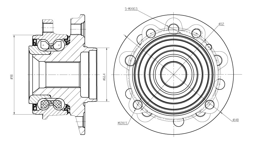 Ступица передняя в сборе с подшипником для автомобиля Mercedes E (W213) (16-)/C (W205) (14-) 4wd