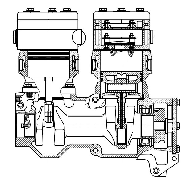 Компрессор воздушный для а/м MAN TGA (00-) [D2876/D2866] (2 цилиндра; ; 585 см3)
