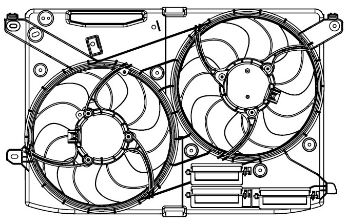 Электровентилятор охлаждения для автомобилей Ford Mondeo V (15-) (2 вент.) (с кожухом)
