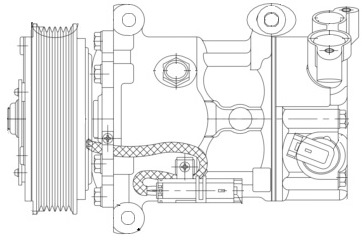 Компрессор кондиционера для автомобилей C4 (04-)/308 (07-) (тип Sanden)