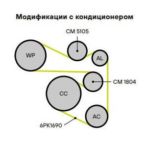 Ролик приводного ремня для автомобилей VW Polo Sedan (10-)/Skoda Rapid (12-) 1.2i/1.4TSi/1.6i AC+ (с натяжным механизмом) (CM 1804)