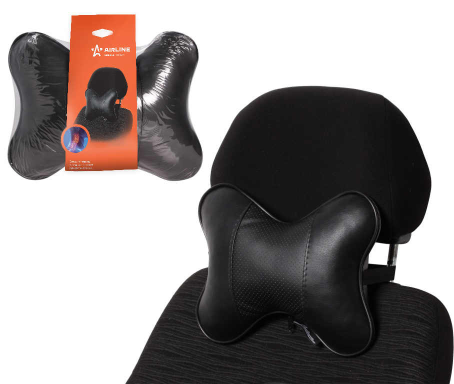 Подушка-косточка на подгол. "Лима", экокожа, 1 шт., черная