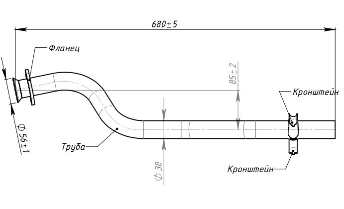 Труба выхлопная для автомобилей Лада 1111 ОКА нового образца (алюминизированная сталь)