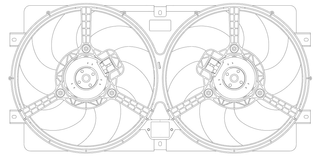 Электровентилятор охлаждения для автомобилей Лада 2123 Chevrolet Niva (2 вентилятора) (с кожухом, без резистора)