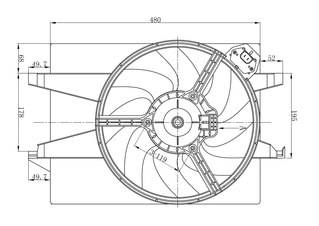 Электровентилятор охлаждения для автомобилей Ford Fusion (02-)/Fiesta (01-) (с кожухом и резистором) A/C+