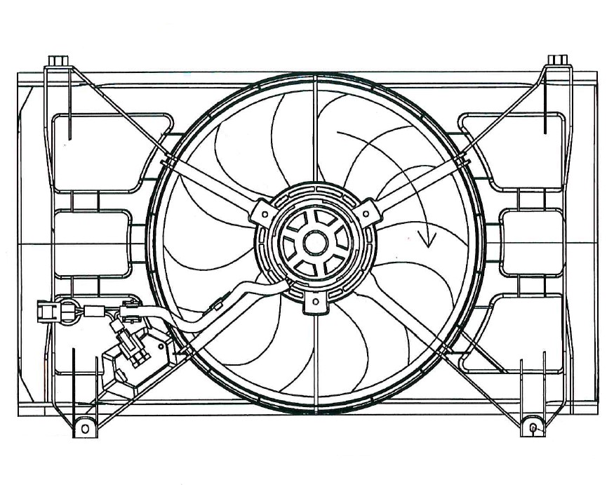 Электровентилятор охлаждения для автомобилей KIA Rio II (05-) (с кожухом)