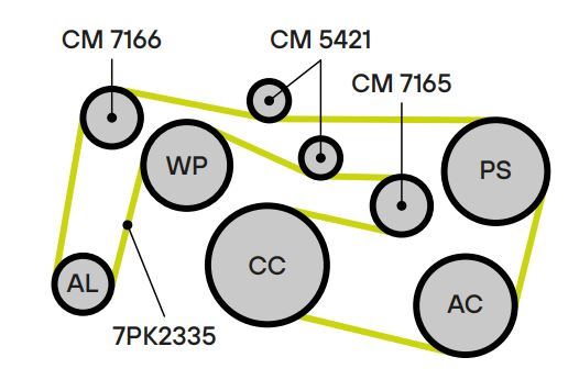 Ролик приводного ремня для автомобилей Mercedes M (W164) (05-)/M (W166) (11-) 3.0d [OM642] (опорный) h30 (выпуск с 11.2007) (под ремень 7PK)