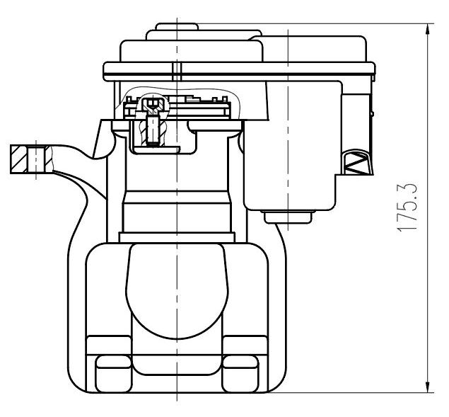 Суппорт тормозной для автомобилей Nissan Qashqai II (13-) задний левый d=36мм (автомобиль с электродвигателем стояночного тормоза)