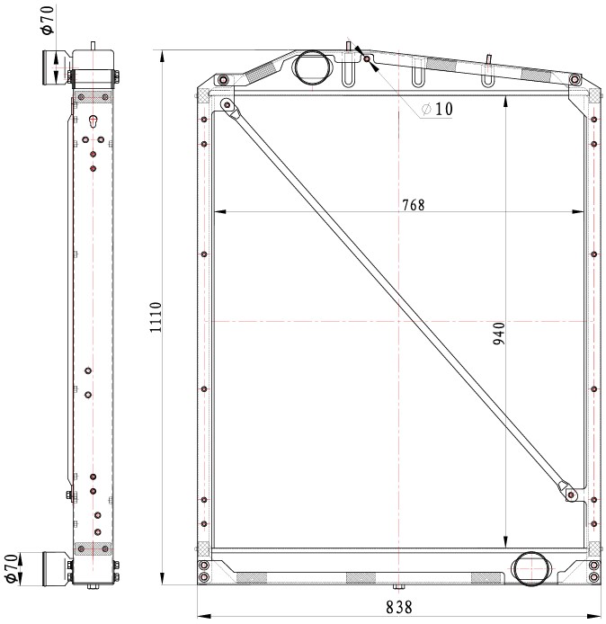 Радиатор охлаждения для а/м FAW J6 CA3310/CA4250 (13-) с двиг. CA6DM2 (алюм. бачки)