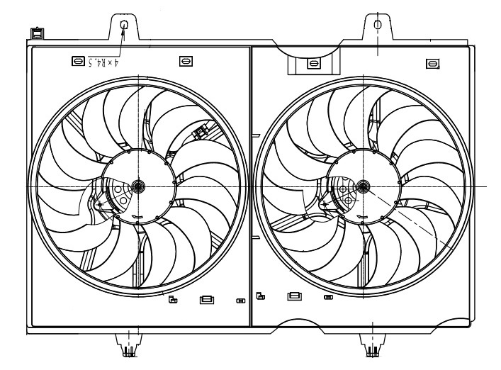Электровентилятор охлаждения для автомобилей Nissan X-Trail (T31) (07-) 2.0d/2.0i/2.5i (2 вент.) (с кожухом)