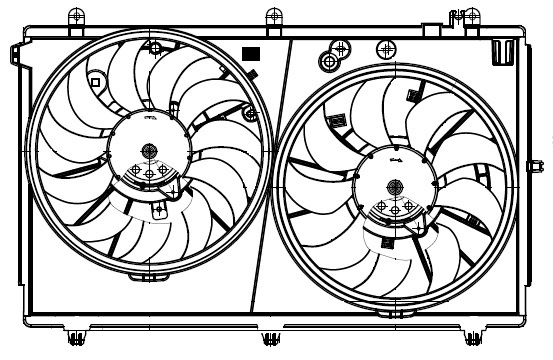 Электровентилятор охлаждения для автомобилей Mitsubishi Outlander XL (12-) 2.0i/2.4i (2 вент.) (c кожухом)