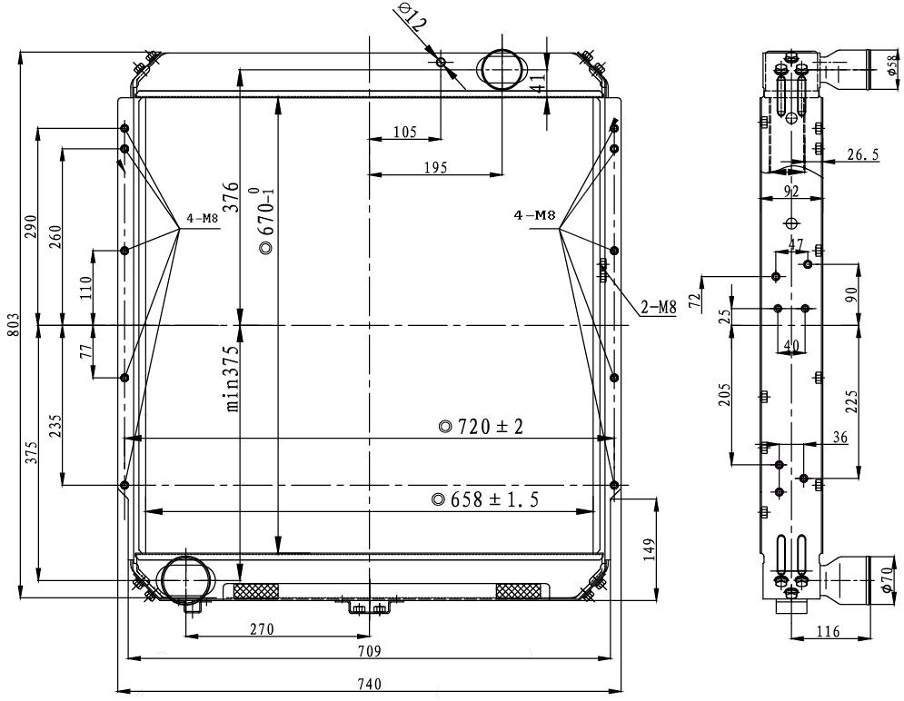 Радиатор охлаждения для автомобилей КАМАЗ с дв. Cummins 6BT/ISBe