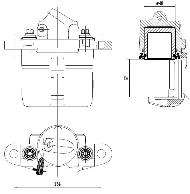 Суппорт тормозной для автомобилей Лада 2112 передний правый d=48мм (R14) (без скобы)