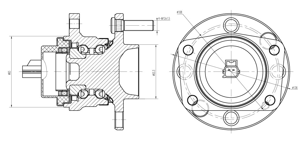 Ступица задняя в сборе с подшипником для автомобиля Ford Mondeo II Turnier (96-)