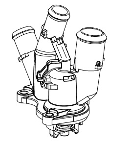 Термостат для автомобилей Ford Focus II (05-) 1.6i (3 патрубка, с корпусом) (98°С)