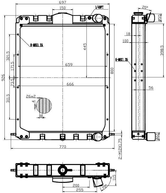 Радиатор охлаждения для автомобилей Урал Next 4320-4151-79 с двигателем ЯМЗ-536