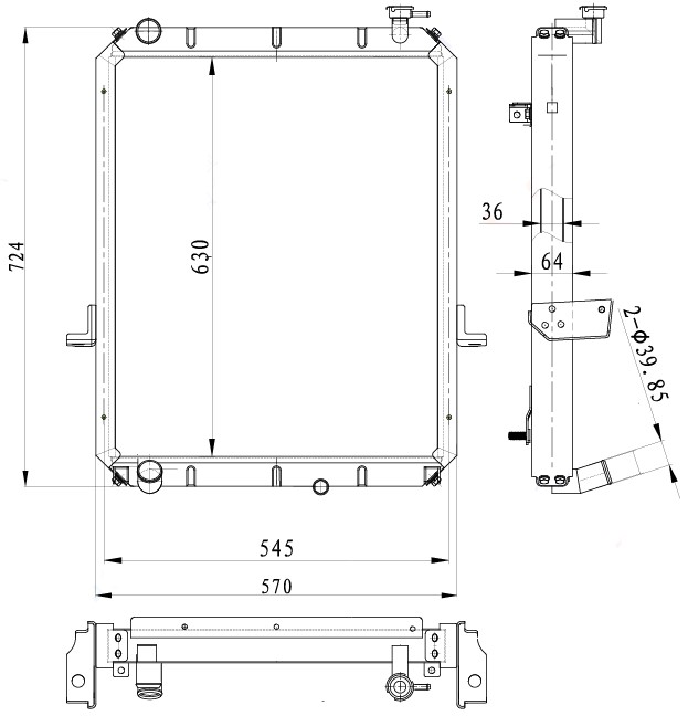 Радиатор охлаждения для автомобилей КАМАЗ Компас 9 (43089)/JAC N75/N80/N90 с дв. Cummins ISF 3.8