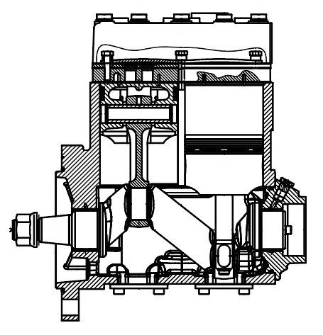 Компрессор воздушный для а/м МАЗ, УРАЛ с дв. ЯМЗ-536 (2 цилиндра, >270л/мин) (аналог LP4874)