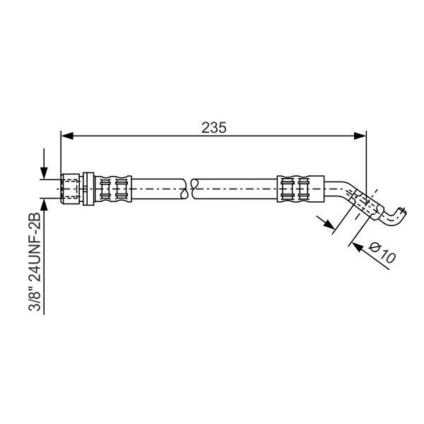 Шланг тормозной для автомобилей Toyota Corolla (01-) задний L=235мм