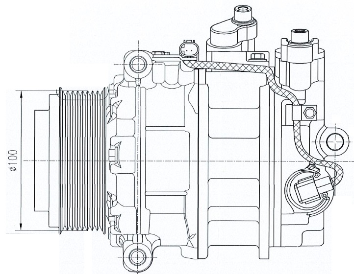 Компрессор кондиционера для автомобилей Mercedes-Benz ML (W164) (05-)/GL (X164) (06-) 8PK
