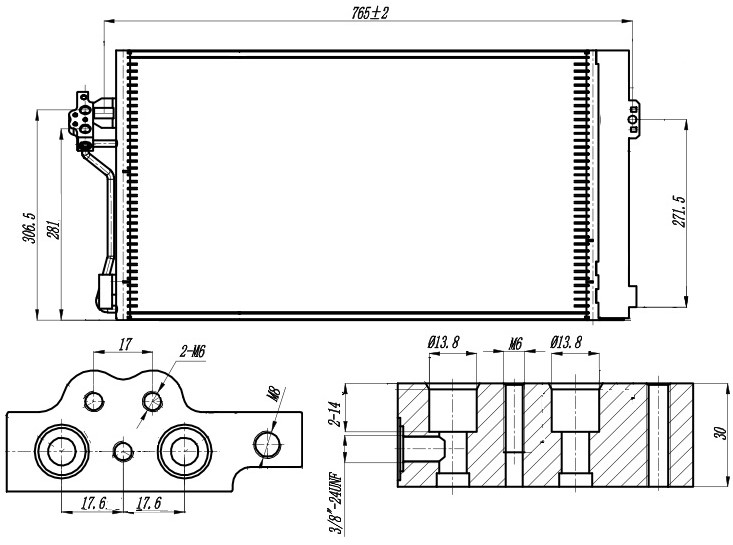 Радиатор кондиционера для автомобилей Mercedes-Benz Vito/Viano (03-) (выпуск 2007-) (LRAC 1507)
