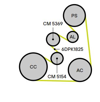 Ролик привод. ремня для автомобилей Volvo XC90 (02-) 2.4i/2.5i/2.9i (только ролик натяжителя) (CM 5154)