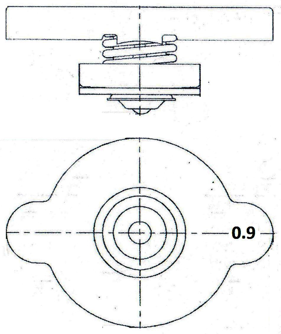 Крышка (пробка) радиатора для автомобилей Hyundai/Kia/Nissan/Mazda/Toyota/Honda 0.9 bar (большой клапан)