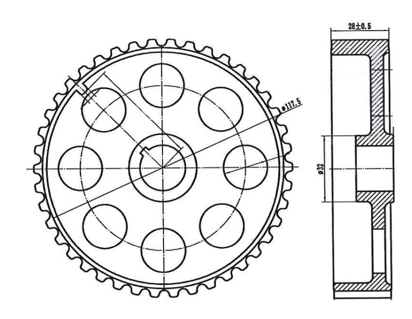 Шкив ГРМ для автомобилей Лада 2170 (дв. 21126) распредвала (выпускной б/кольца)