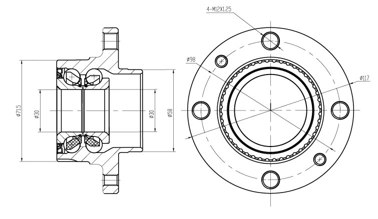 Ступица задняя в сборе с подшипником для автомобиля Fiat Punto I (93-)/Brava (96-)