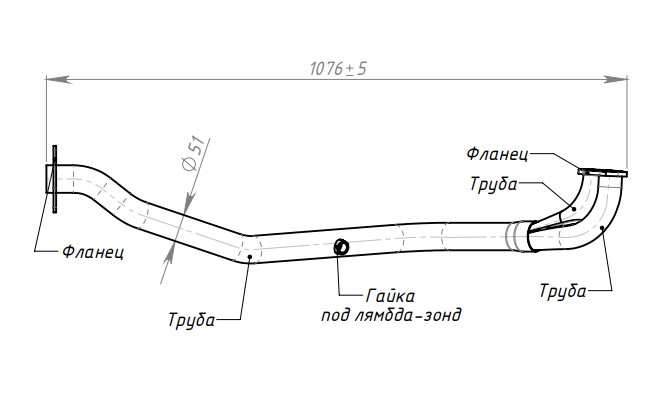 Труба приёмная для автомобилей Лада 2107 инжектор (алюминизированная сталь)