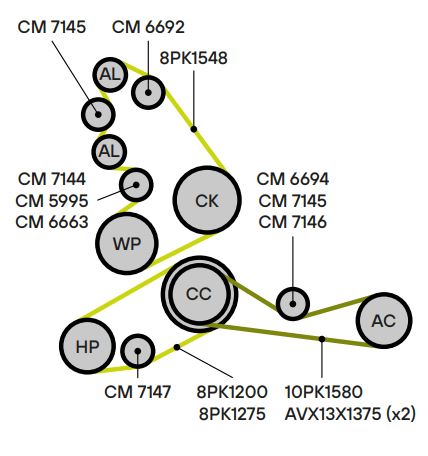 Ролик приводного ремня для автомобилей MAN TGA (02-)/TGS (07-)/TGX (07-) [D2066] (с натяжным механизмом)