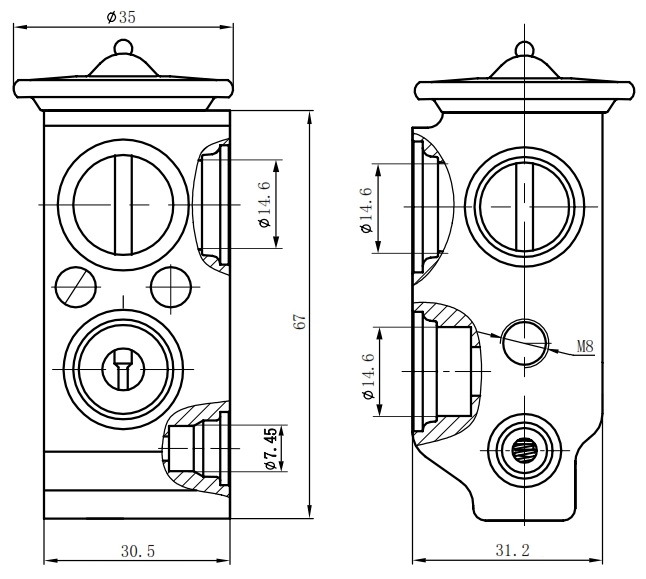 Клапан расширительный кондиционера (ТРВ) для автомобилей Kia Rio (05-)/Kia Sorento II (09-)