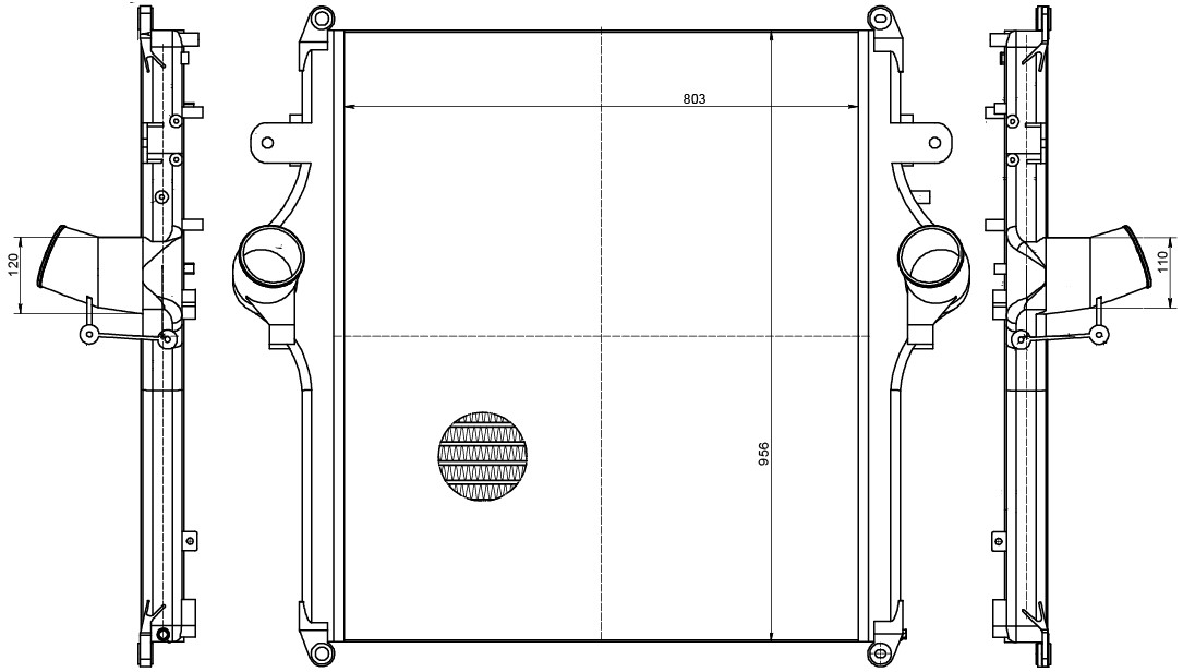 ОНВ (радиатор интеркулера) для а/м КАМАЗ 54901 (с дв. 910) сердц. 956мм