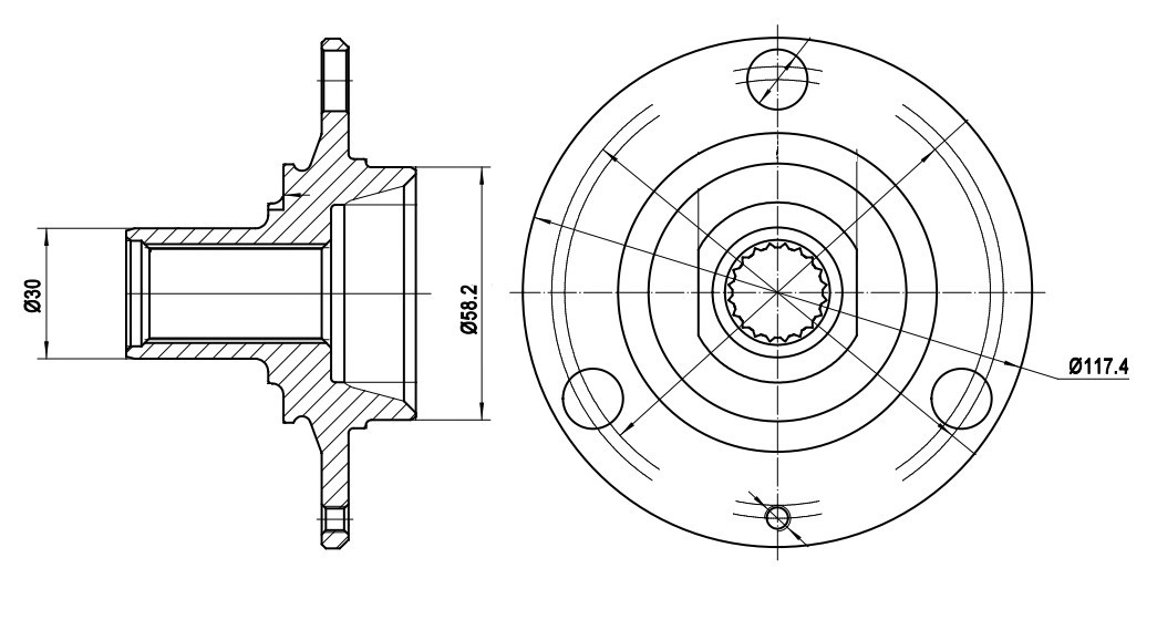 Ступица передняя для автомобиля Лада 1111 (3 отверстия R12)