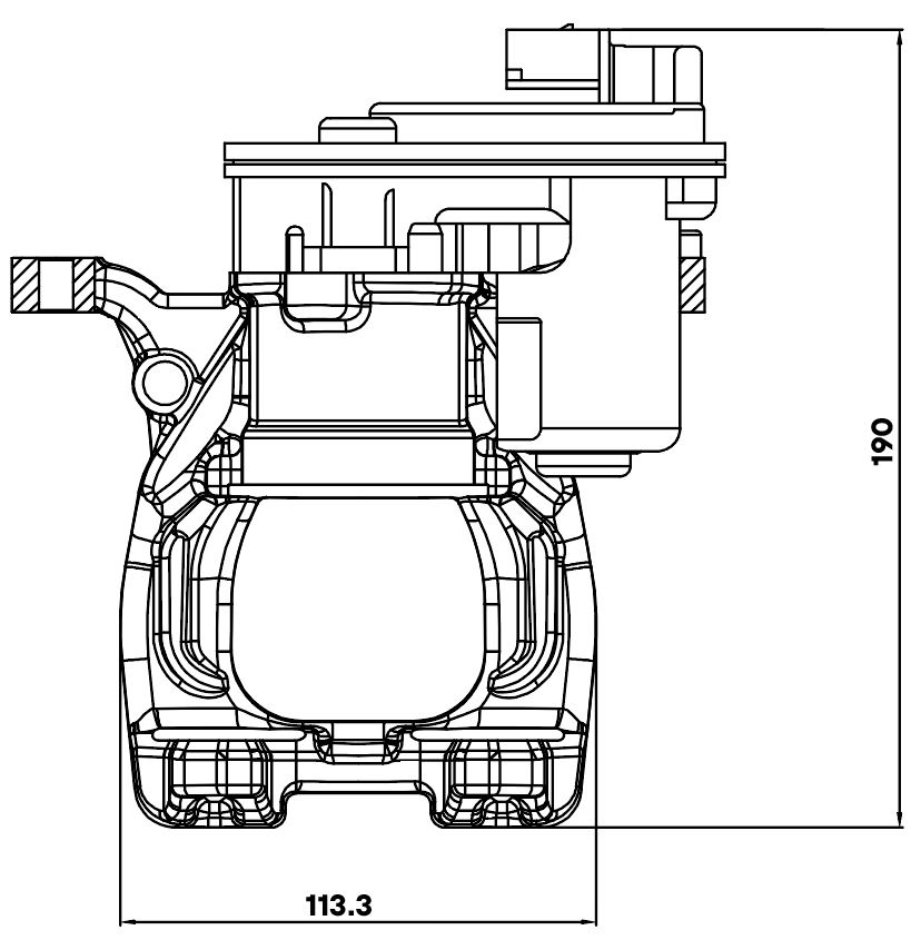 Суппорт тормозной для автомобилей Changan UNI-K (20-) задний правый d=41мм (автомобиль с электродвигателем стояночного тормоза)