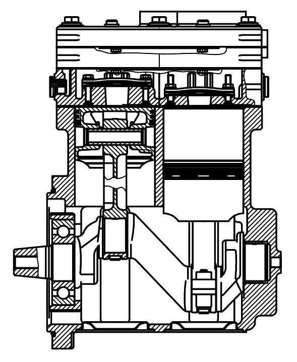Компрессор воздушный для а/м DAF XF 95 (02-)/95 XF (97-)/CF 85 (01-)/CF 75 (01-) (2 цилиндра)