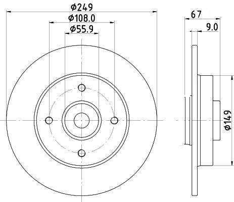 Диски тормозные для автомобилей Peugeot 207 (06-) / 307 (00-) задний d=249