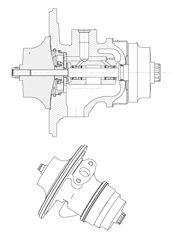 Картридж турбокомпрессора для а/м КАМАЗ Cummins ISBe/ISDe (тип HE351W)