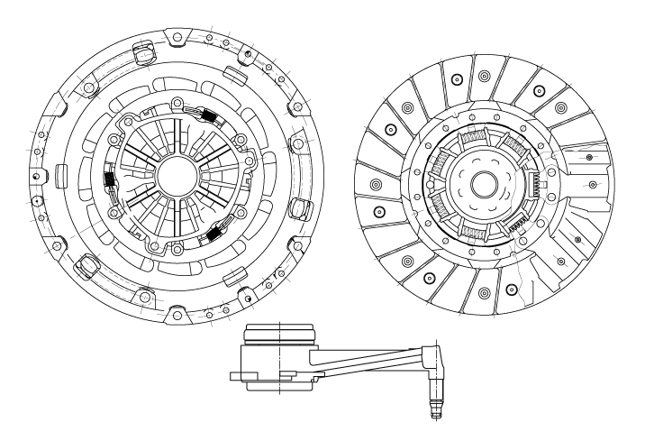 Комплект сцепления для автомобилей VW Passat B6 (05-) 2.0TDi с компенсацией износа в сборе с гидравлической муфтой