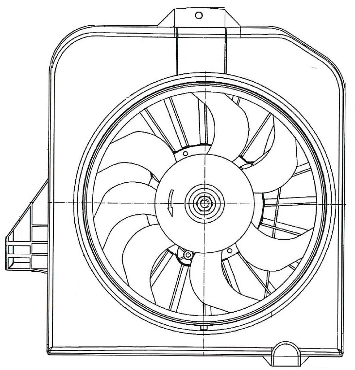 Электровентилятор охлаждения для автомобилей Caravan (01-)/Voyager (01-) (с кожухом)
