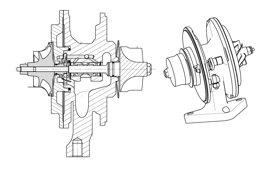 Картридж турбокомпрессора для а/м VW Transporter T5 (03-) 2.5D (тип K04VGT)