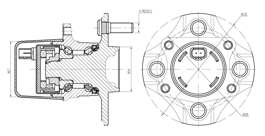 Ступица задняя в сборе с подшипником для автомобиля Toyota Platz (00-)